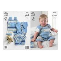 King Cole Baby Dungarees & Cardigans Splash Knitting Pattern 3767 DK