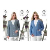 King Cole Ladies Cardigans Giza Crochet Pattern 3900 DK