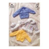 King Cole Baby Cardigans, Jacket & Hat Big Value Knitting Pattern 2915 DK