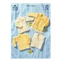 King Cole Baby Sweater, Cardigan, & Slipover Big Value Knitting Pattern 2883 DK