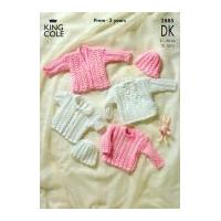 King Cole Baby Sweater, Cardigan & Hat Big Value Knitting Pattern 2885 DK