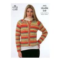 king cole ladies jacket sweater splash knitting pattern 3312 dk