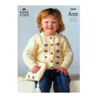 King Cole Childrens Sweater, Cardigan & Bag Fashion Knitting Pattern 2849 Aran