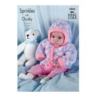 King Cole Baby Jacket, Sweater & Gilet Sprinkles Knitting Pattern 2860 Chunky