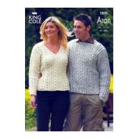 King Cole Ladies & Mens Sweater Fashion Knitting Pattern 2876 Aran