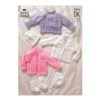 King Cole Baby Sweater, Cardigans, Hat & Booties Big Value Knitting Pattern 2913 DK