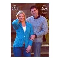 King Cole Ladies & Mens Sweater & Jacket Fashion Knitting Pattern 2945 Aran