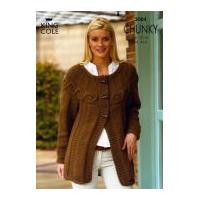 King Cole Ladies Jacket & Sweater Dress Magnum Knitting Pattern 3004 Chunky
