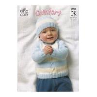 King Cole Baby Cardigan, Sweaters, Hat & Mittens Comfort Knitting Pattern 3011 DK