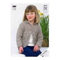 King Cole Girls Sweater & Cardigan Smooth Crochet Pattern 3033 DK