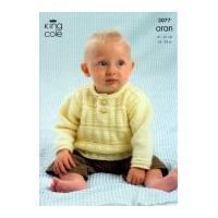 King Cole Baby Sweater & Sweater Dress Fashion Knitting Pattern 3077 Aran