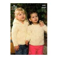 King Cole Childrens Sweater, Coat & Hooded Jacket Fashion Knitting Pattern 3098 Aran
