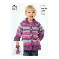 King Cole Childrens Coat, Sweater & Scarf Knitting Pattern 3101 DK