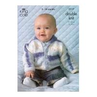 King Cole Baby Dolman Cardigans Splash Knitting Pattern 3117 DK