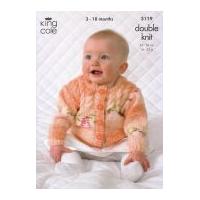 King Cole Baby Cardigan, Sweater, Hat & Scarf Splash Knitting Pattern 3119 DK