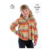 King Cole Childrens Sweater, Cardigan, Hat & Scarf Splash Knitting Pattern 3245 DK