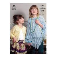 King Cole Girls Cardigan & Poncho Bamboo Cotton Knitting Pattern 3347 DK