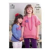 king cole girls cardigan top bamboo cotton knitting pattern 3348 dk