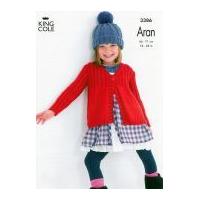 King Cole Girls Rib Yoke Cardigans Fashion Knitting Pattern 3386 Aran