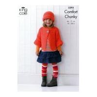 King Cole Girls Jacket, Hat & Cardigan Comfort Knitting Pattern 3395 Chunky