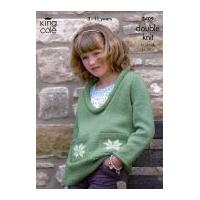 King Cole Girls Cardigan & Sweater Merino Knitting Pattern 3409 DK