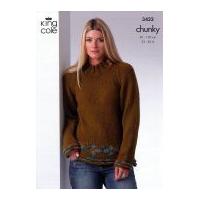 King Cole Ladies Sweater & Coat Top Magnum Knitting Pattern 3432 Chunky