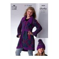 King Cole Childrens Coat, Sweater & Hat Magnum Knitting Pattern 3434 Chunky
