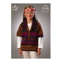 King Cole Girls Tunics Riot Knitting Pattern 3436 Chunky