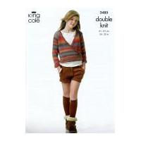 King Cole Girls Cardigan & Waistcoat Riot Knitting Pattern 3485 DK