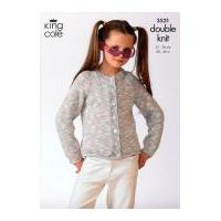 King Cole Girls Sweater & Cardigan Bamboo Cotton Knitting Pattern 3521 DK