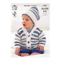 King Cole Baby Sweater, Jacket & Hat Comfort Prints Knitting Pattern 3557 DK