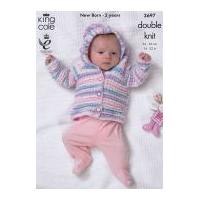King Cole Baby Blanket, Jacket & Cardigan Candystripe Knitting Pattern 3697 DK