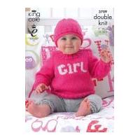 King Cole Baby Picture Tank Top, Sweater & Hat Pricewise Knitting Pattern 3709 DK