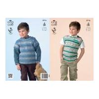 king cole boys sweater pullover splash knitting pattern 3716 dk