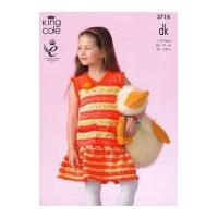 king cole girls dress cardigan splash knitting pattern 3718 dk