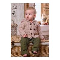 King Cole Baby Coat, Jacket & Cardigan Comfort Knitting Pattern 3724 Aran