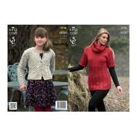 King Cole Ladies & Girls Tunic, Cardigan & Snood Fashion Knitting Pattern 3746 Aran