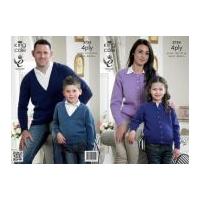 King Cole Family Cardigan & Sweater Merino Blend Knitting Pattern 3754 4 Ply