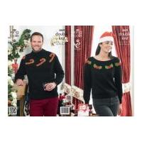 King Cole Ladies & Mens Christmas Sweaters Glitz Knitting Pattern 3809 DK