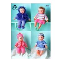 King Cole Dolls Clothes Big Value Knitting Pattern 4000 DK