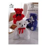 King Cole Teddy Bear Toys Big Value Knitting Pattern 6000 DK