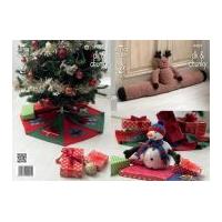 King Cole Christmas Tree Skirt, Draft Excluder & Toy Cuddles Knitting Pattern 9009 DK, Chunky