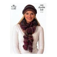 King Cole Ladies Hats & Scarves Riot Crochet Pattern 3400 DK