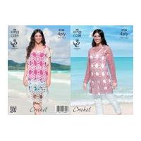 King Cole Ladies Tunic Top & Dress Bamboo Cotton Crochet Pattern 3938 4 Ply