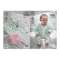 King Cole Baby Cardigans Cuddles Knitting Pattern 4176 Chunky