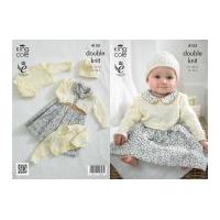 King Cole Baby Cardigans, Top & Hat Big Value Knitting Pattern 4153 DK