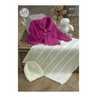 King Cole Baby Jacket, Blanket & Hat Comfort Knitting Pattern 4222 Aran