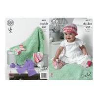 King Cole Baby Hat, Scarf, Shoes, Socks & Blanket Cherish Crochet Pattern 4419 DK