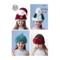 King Cole Childrens Novelty Christmas Hats Tinsel Knitting Pattern 4478 Chunky