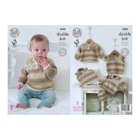 King Cole Baby Sweaters, Slipover & Hat Drifter for Baby Knitting Pattern 4488 DK